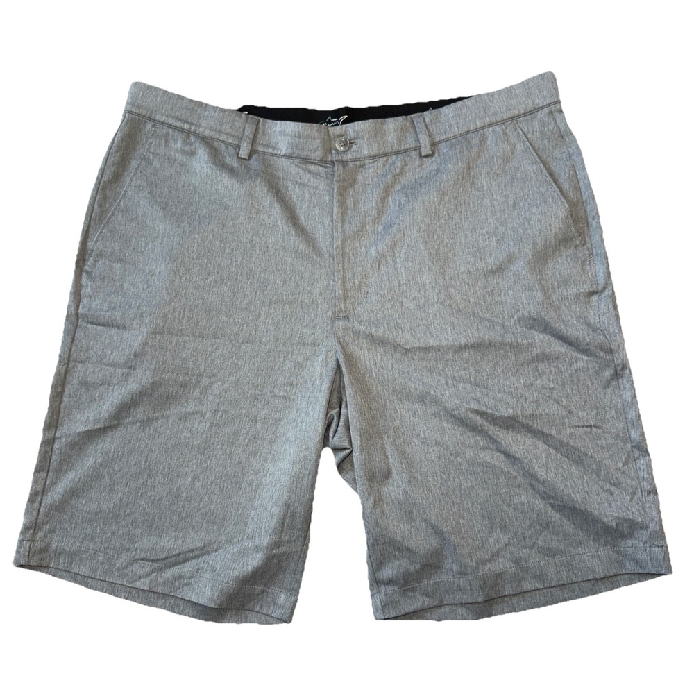 Gray Greg Norman Everbest 38 Golf Polyester Flat Front 9 In Inseam Chino Shorts